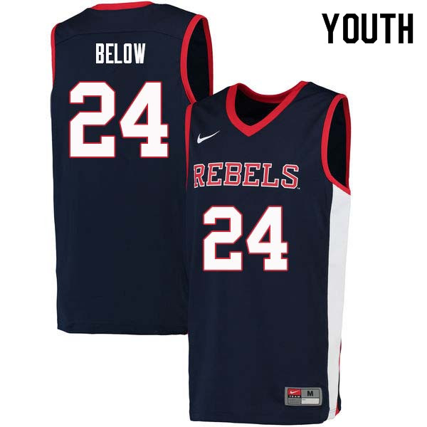 Youth #24 Lane Below Ole Miss Rebels College Basketball Jerseys Sale-Navy